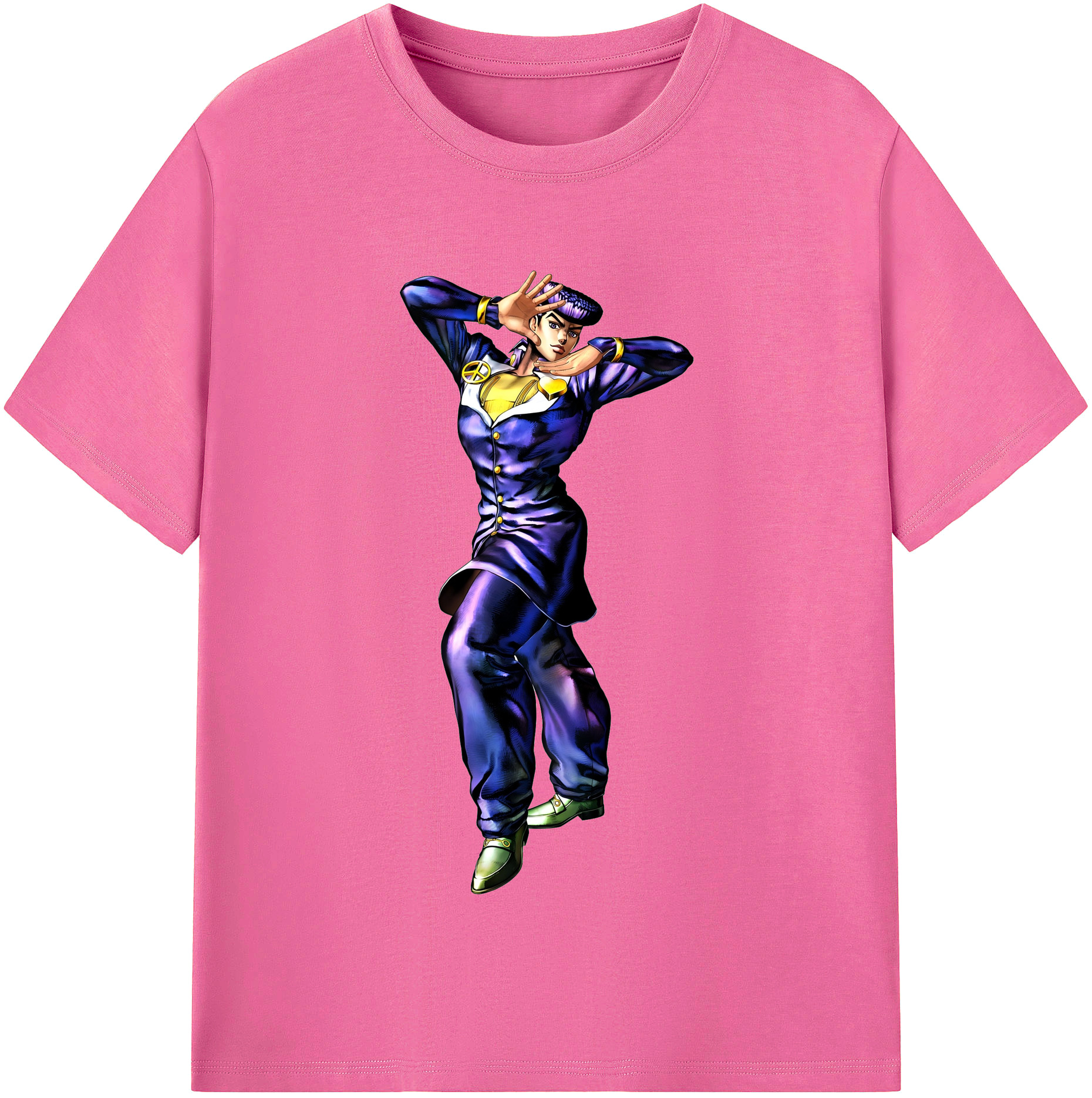 （画像用） ジョジョの奇妙な冒険 ひがしかた じょうすけ JoJo's Bizarre Adventure Higashikata Josuke レディースカジュアルプリントTシャツ（綿100％）